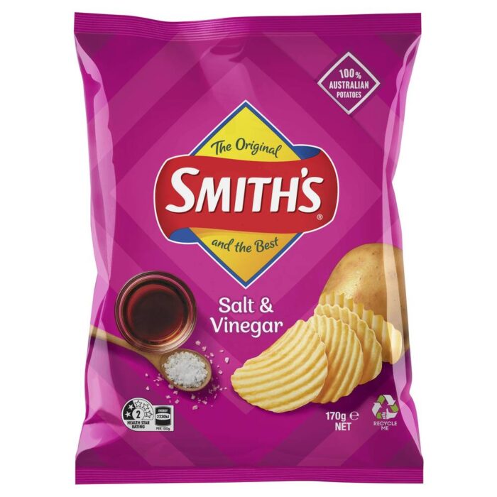 Smith's Crinkle Cut Potato Chips, Salt-Vinegar (170g)