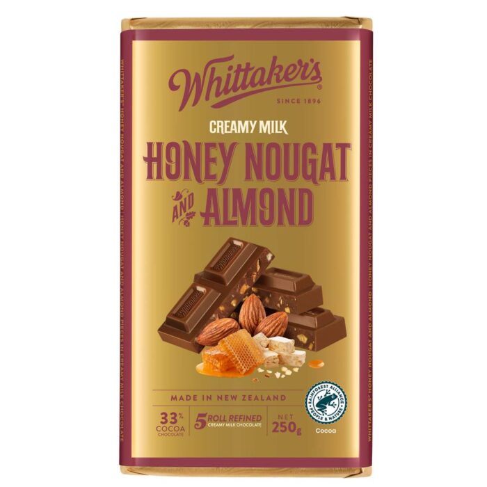 Whittaker's Creamy Milk Chocolate, Honey Nougat-Almond (250g)