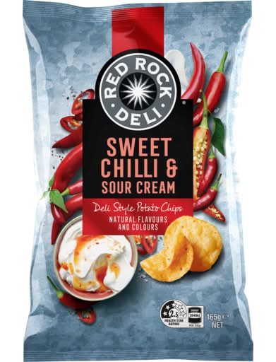 Red Rock Deli Deli Style Potato Chips, Sweet Chilli-Sour Cream (165g)