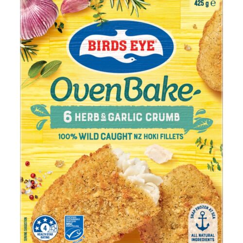 Birds Eye Oven Bake Herb & Garlic Crumb Wild Caught Nz Hoki Fillets (425g, 6 pack)