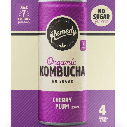 Remedy Organic Kombucha Soft Drink, Cherry Plum (4 x 250mL)