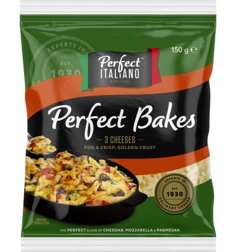 Perfect Italiano Perfect Bakes Grated Cheese Blend | Cheddar Mozzarella Parmesan | 150g