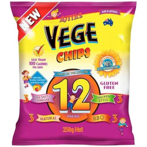 Vege Chips Gluten Free Snacks, Assorted (250g, 12 pack)