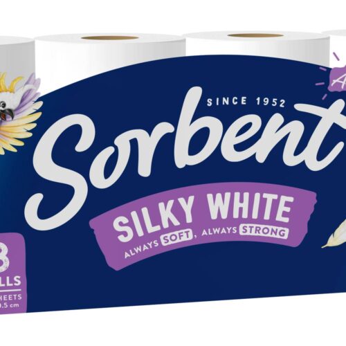 Sorbent Silky White Toilet Tissue, 10 x 10.5 cm (8 pack)