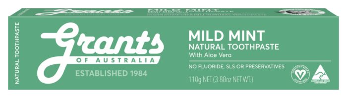 Grants Of Australia Natural Aloe Vera Toothpaste, Mild Mint (110g)