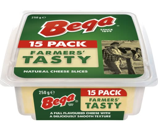 Bega Farmers' Tasty Natural Cheese Slices (250g, 15 pack)
