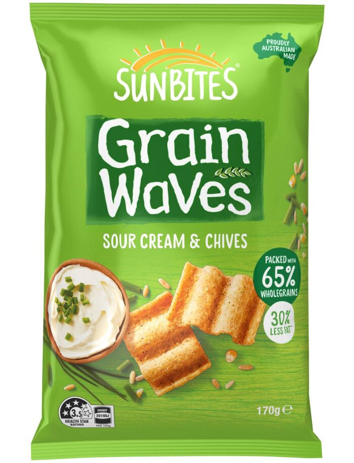 Sunbites Grain Waves Wholegrain Chips, Sour Cream-Chives (170g)