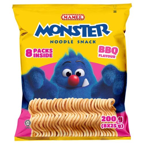 Mamee Monster Noodle Snack, Bbq (8 x 25g)