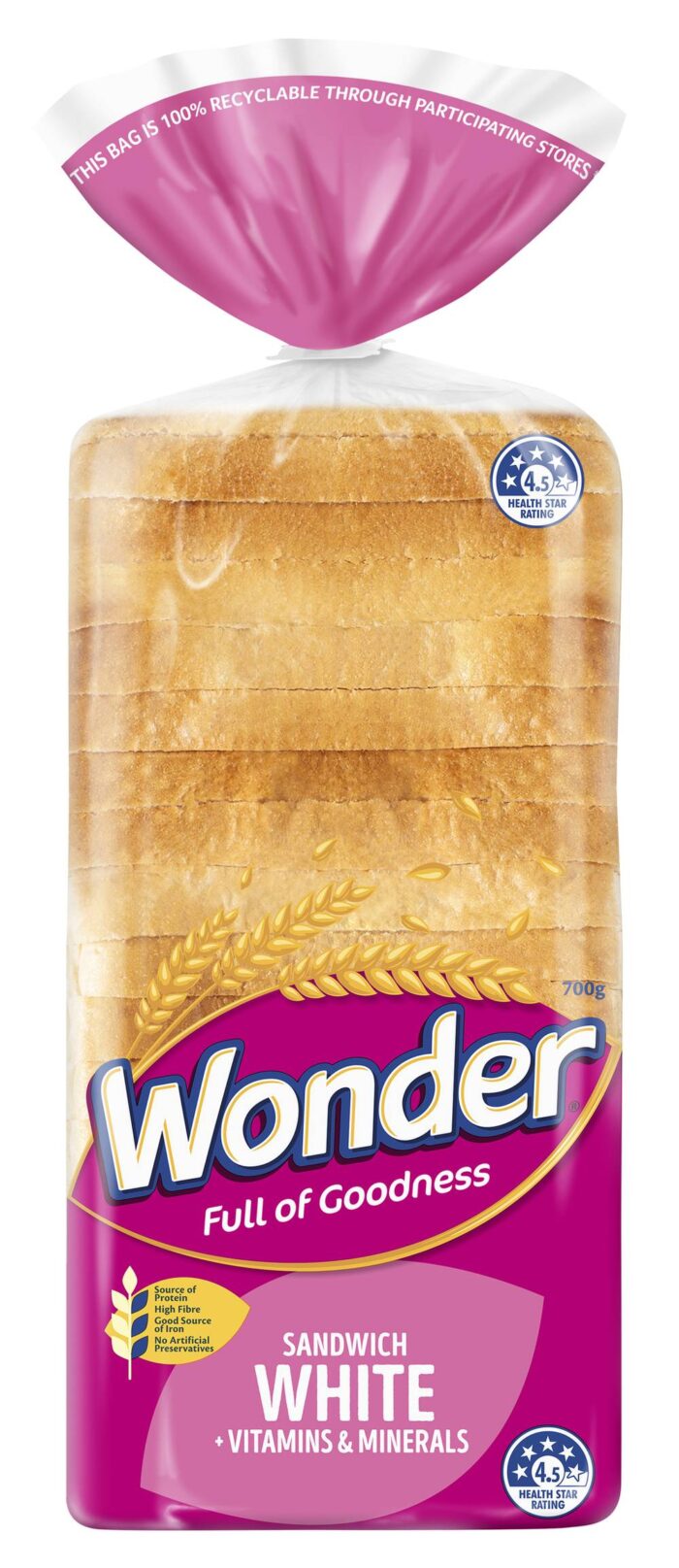 Wonder White Bread Vitamins & Minerals Sandwich (700g)